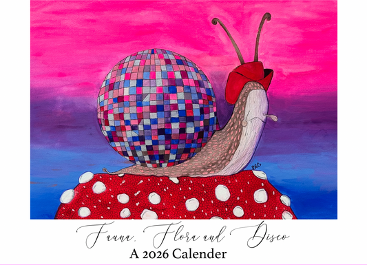 🍄 2026 Fauna, Flora, and Disco Watercolor Calendar | Whimsical Nature Art & Groovy Decor