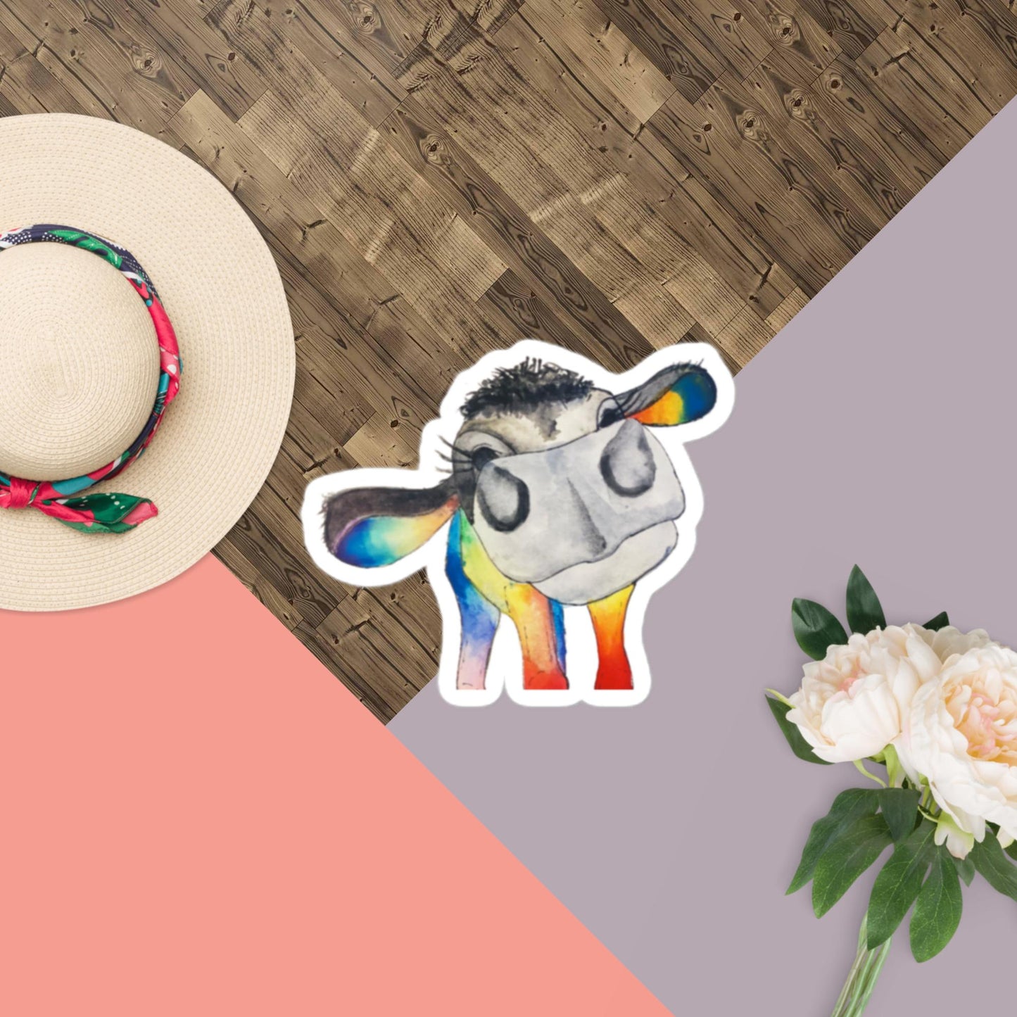 Rainbow Cow Stickers