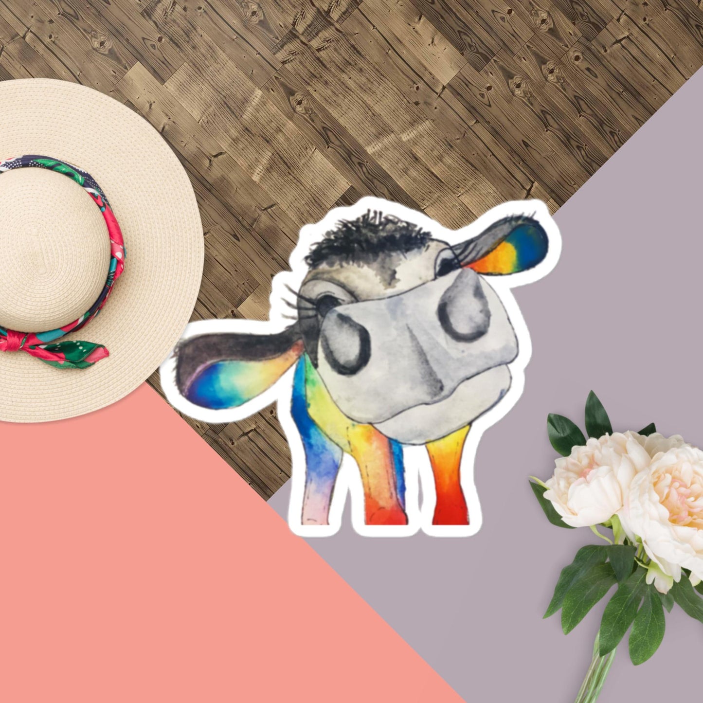 Rainbow Cow Stickers