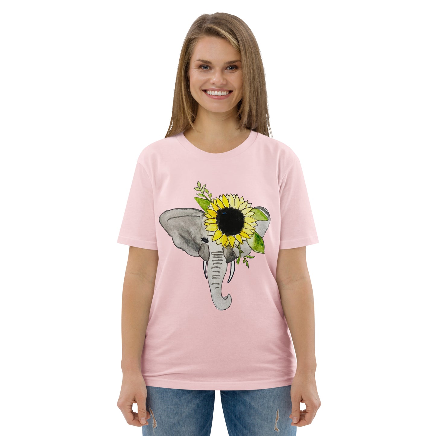 Unisex Sunflower Elephant organic cotton t-shirt