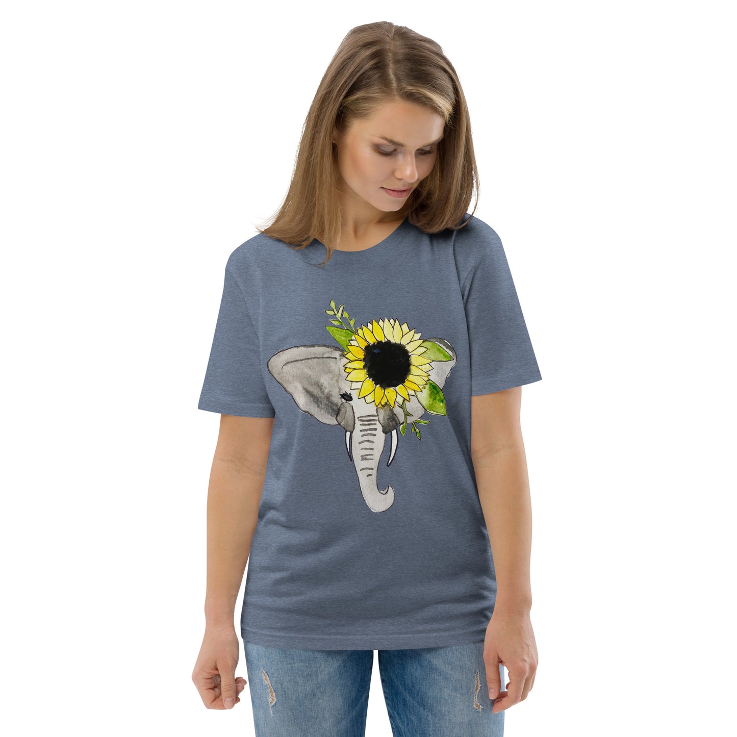 Unisex Sunflower Elephant organic cotton t-shirt