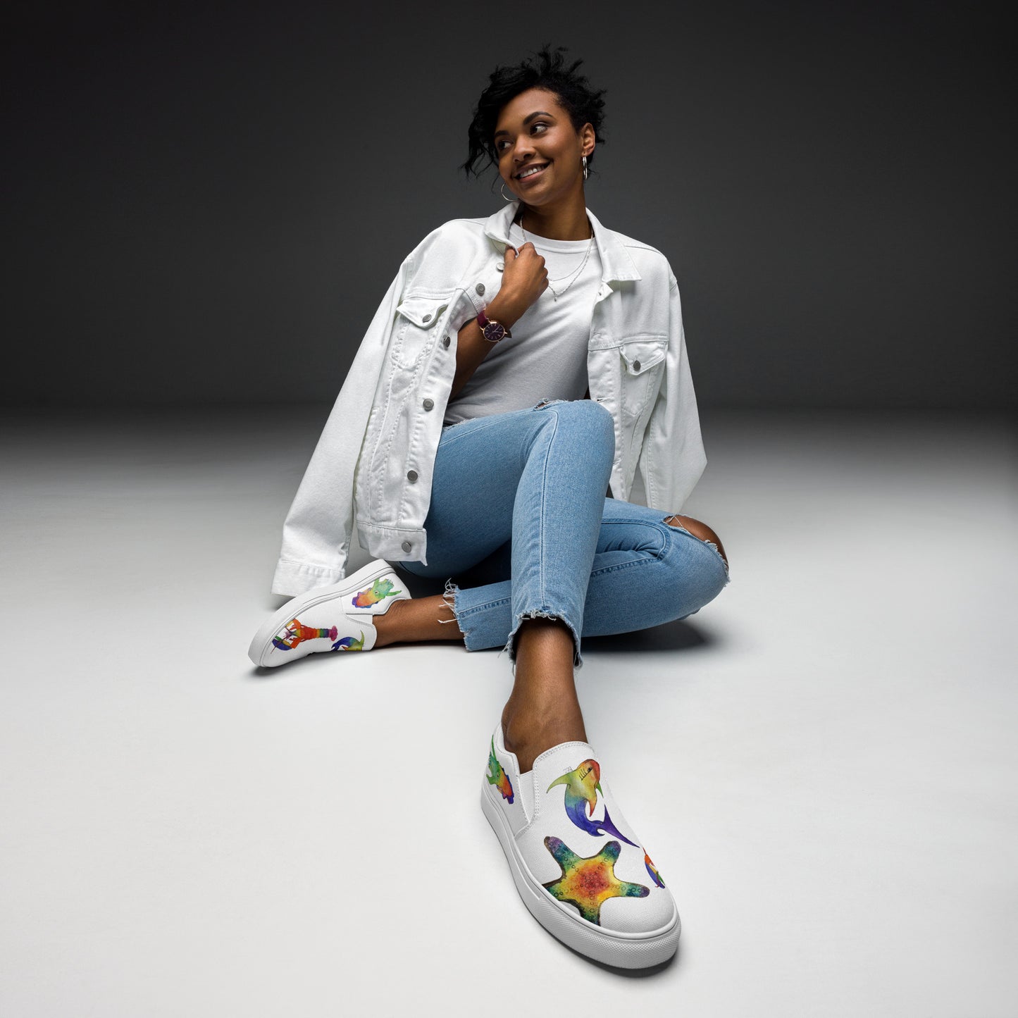 Rainbow Animals Women’s slip-on canvas shoes