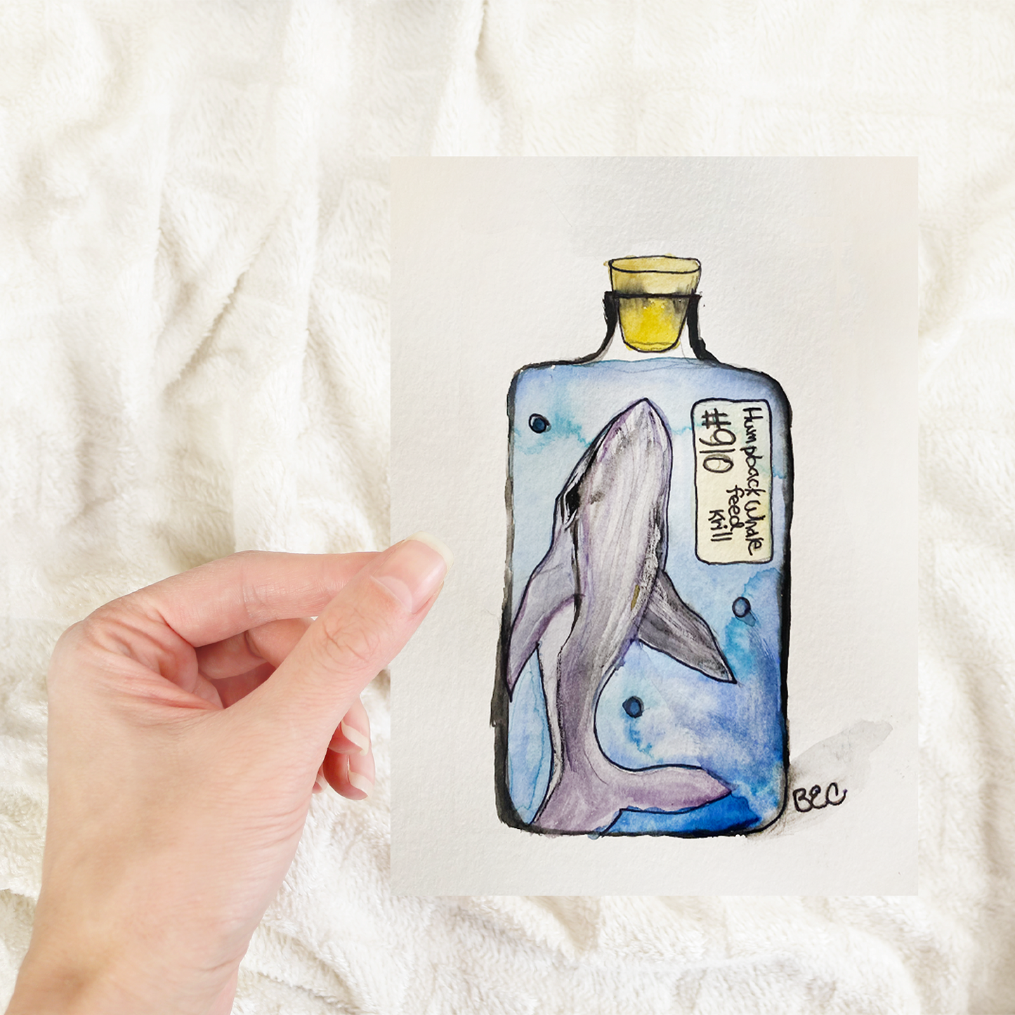 Whale in a Bottle Print