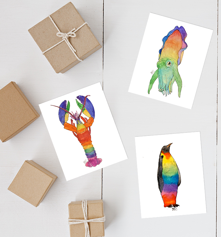 Rainbow Penguin Print