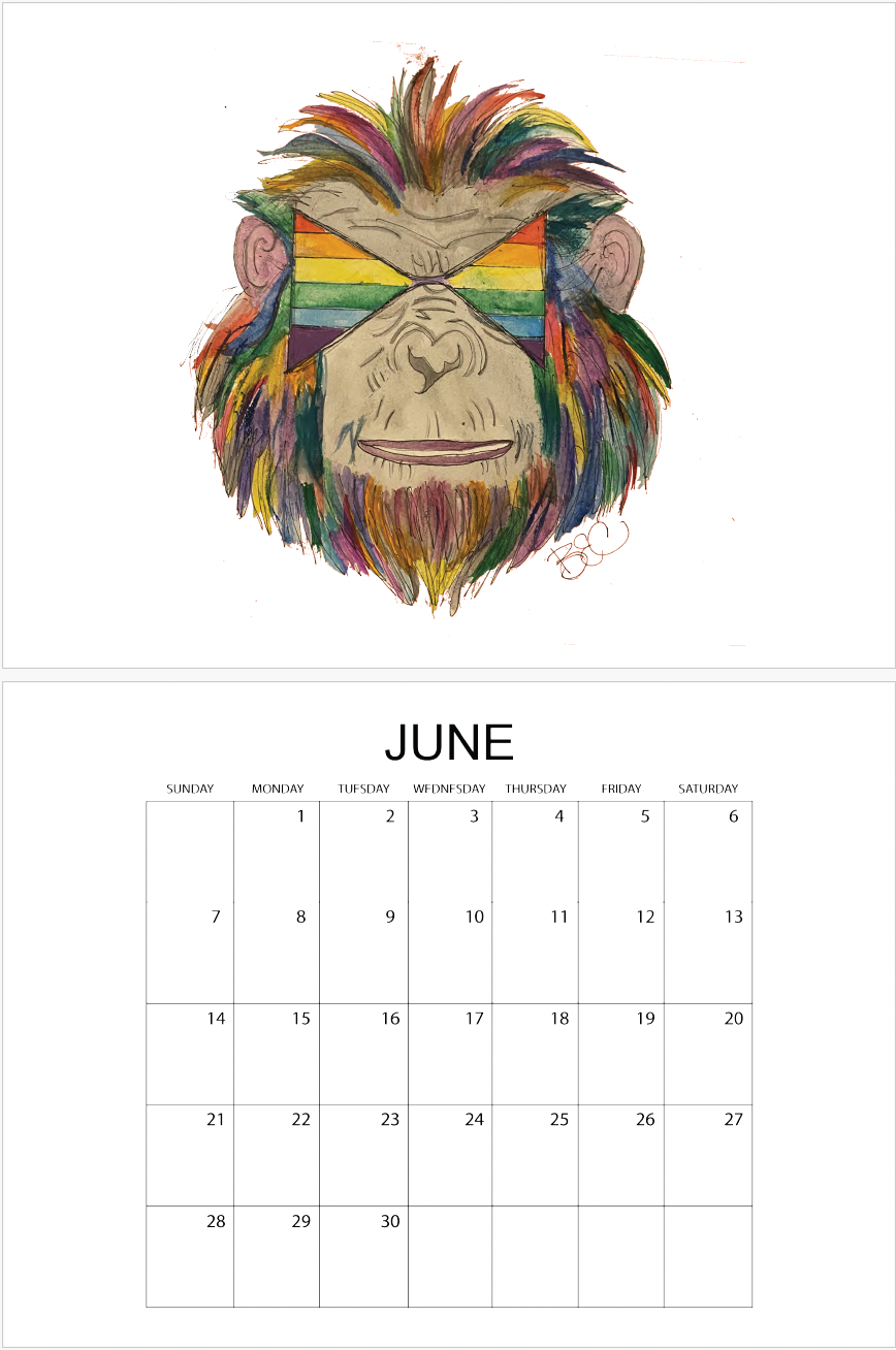 🌈 2026 Pride Flag Sunglasses Animals Watercolor Calendar | Whimsical Wall Art & Unique Gift