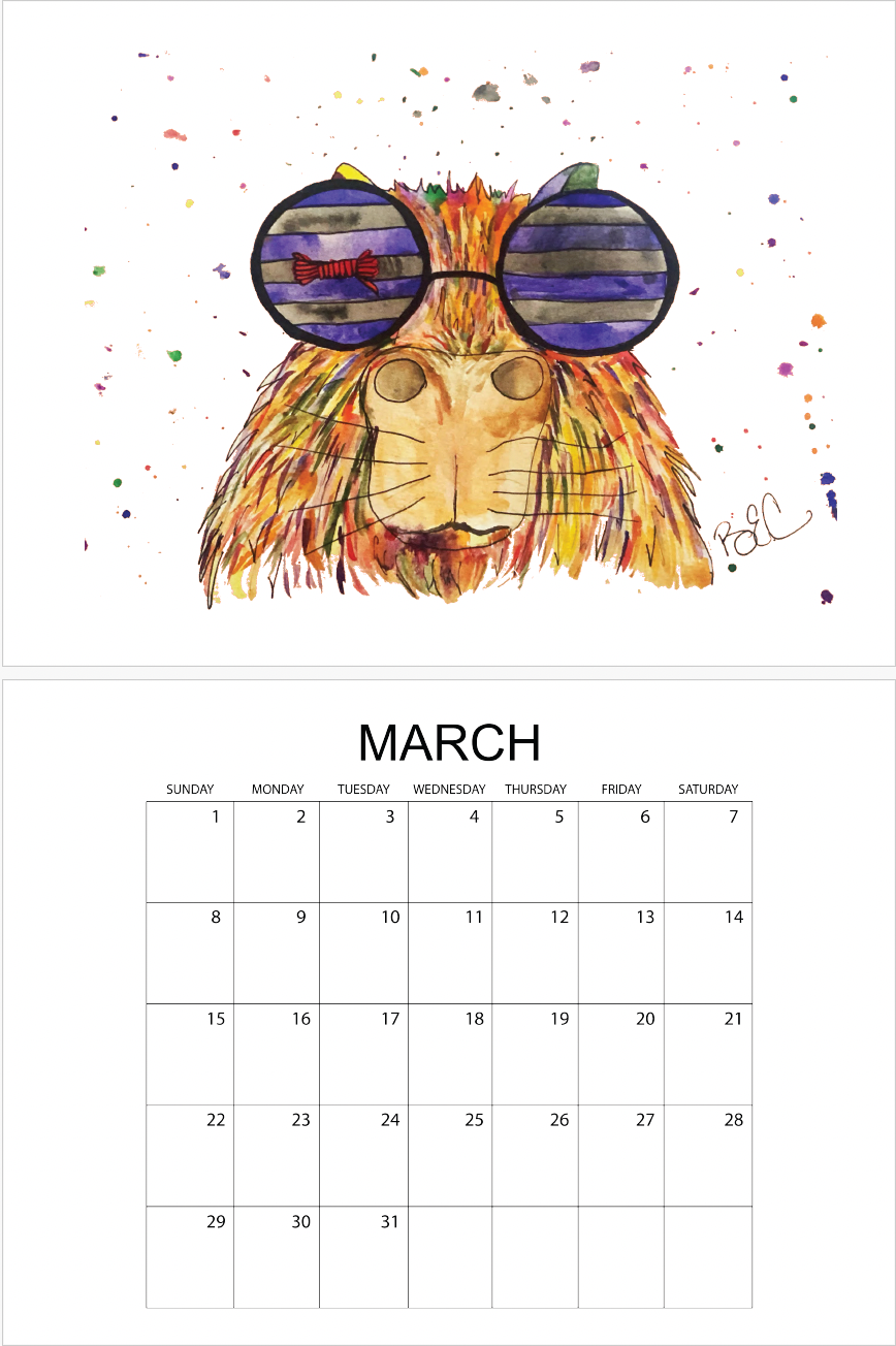 🌈 2026 Pride Flag Sunglasses Animals Watercolor Calendar | Whimsical Wall Art & Unique Gift