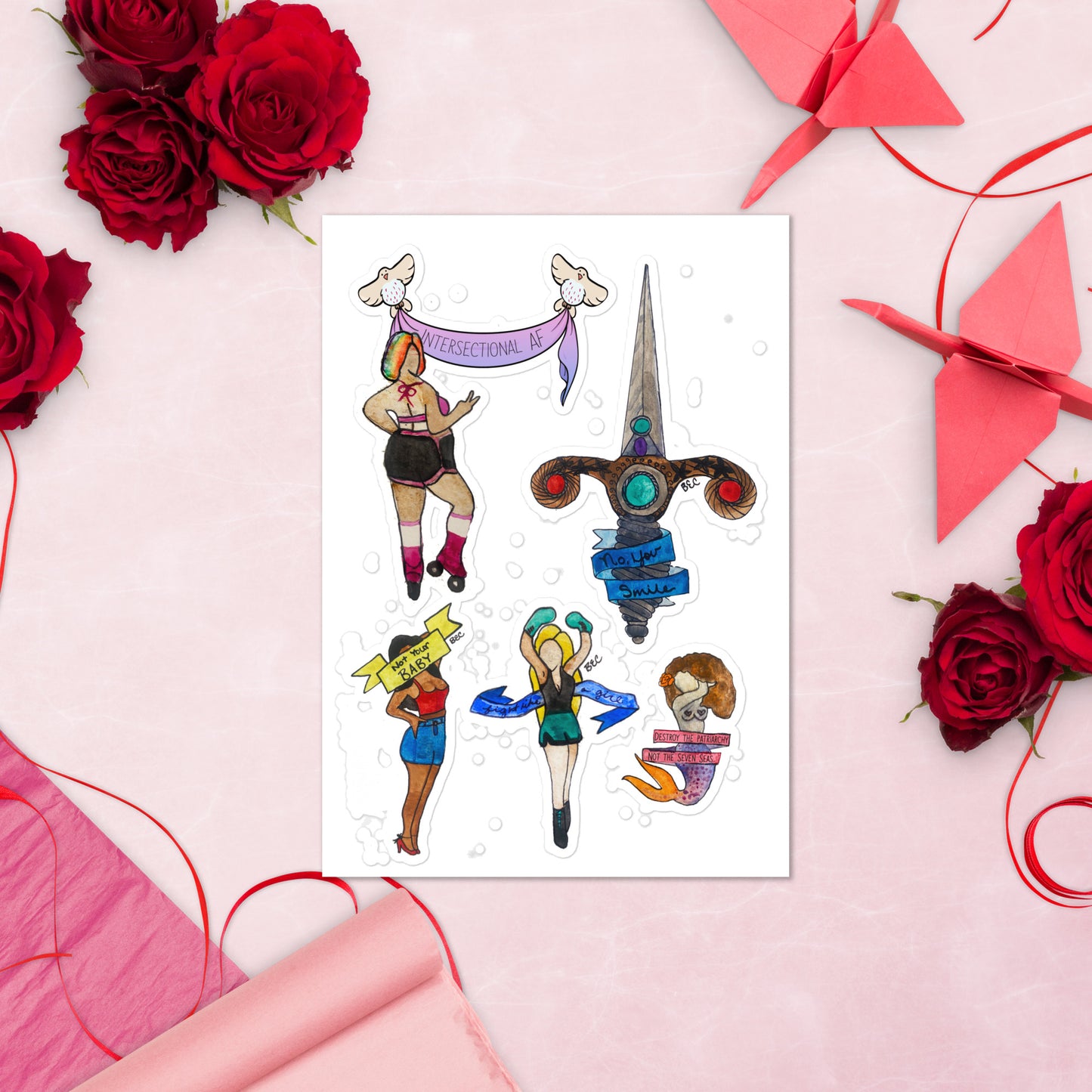 Feminist Pin Up Girls Sticker sheet