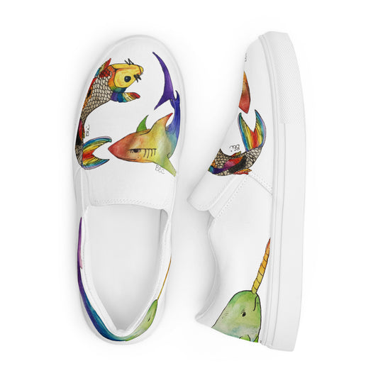 Rainbow Fishes Men’s slip-on canvas shoes