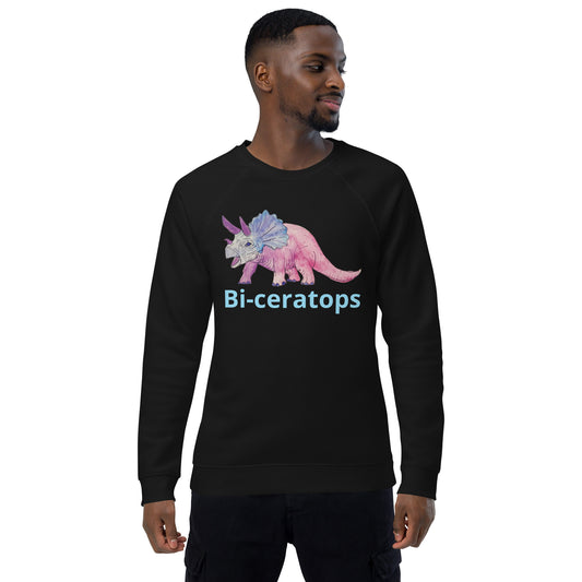 Unisex Bi-Ceratops organic raglan sweatshirt