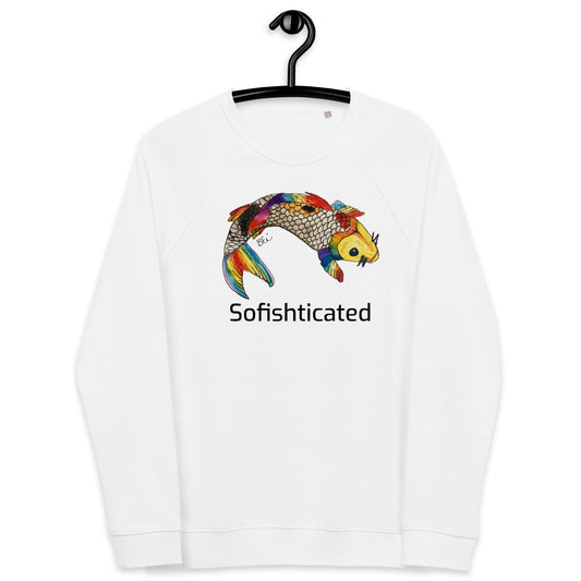 Rainbow Fish Sofishticated Unisex organic raglan sweatshirt