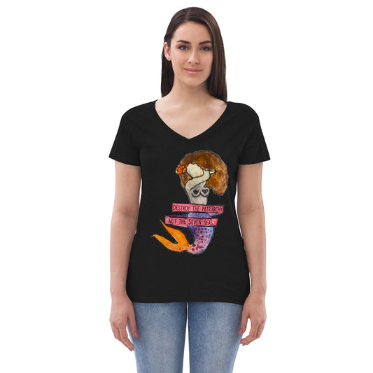 Destroy the Patriarchy, Not the Seven Seas Women’s recycled v-neck t-shirt