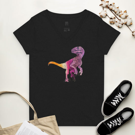 Velo-Sapphic-Raptor Women’s recycled v-neck t-shirt