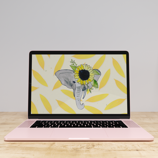 Elephants and Sunflowers Computer Background