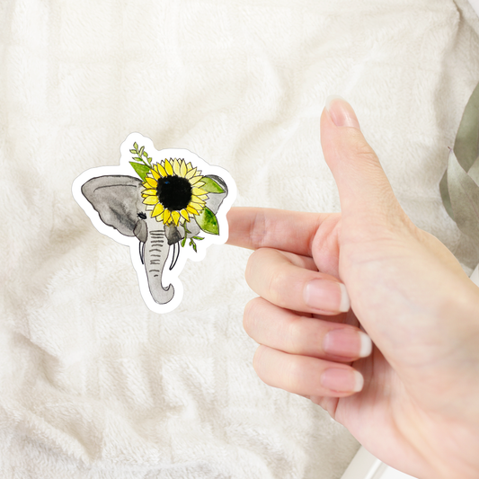 Elephant Sunflower sticker