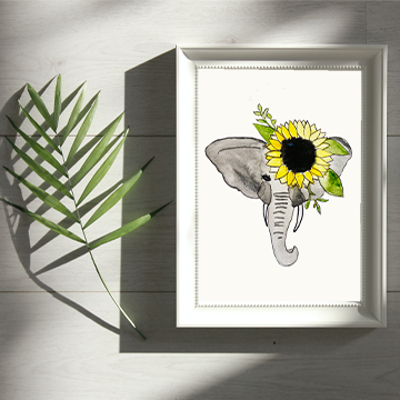 Sunflower Elephant Print