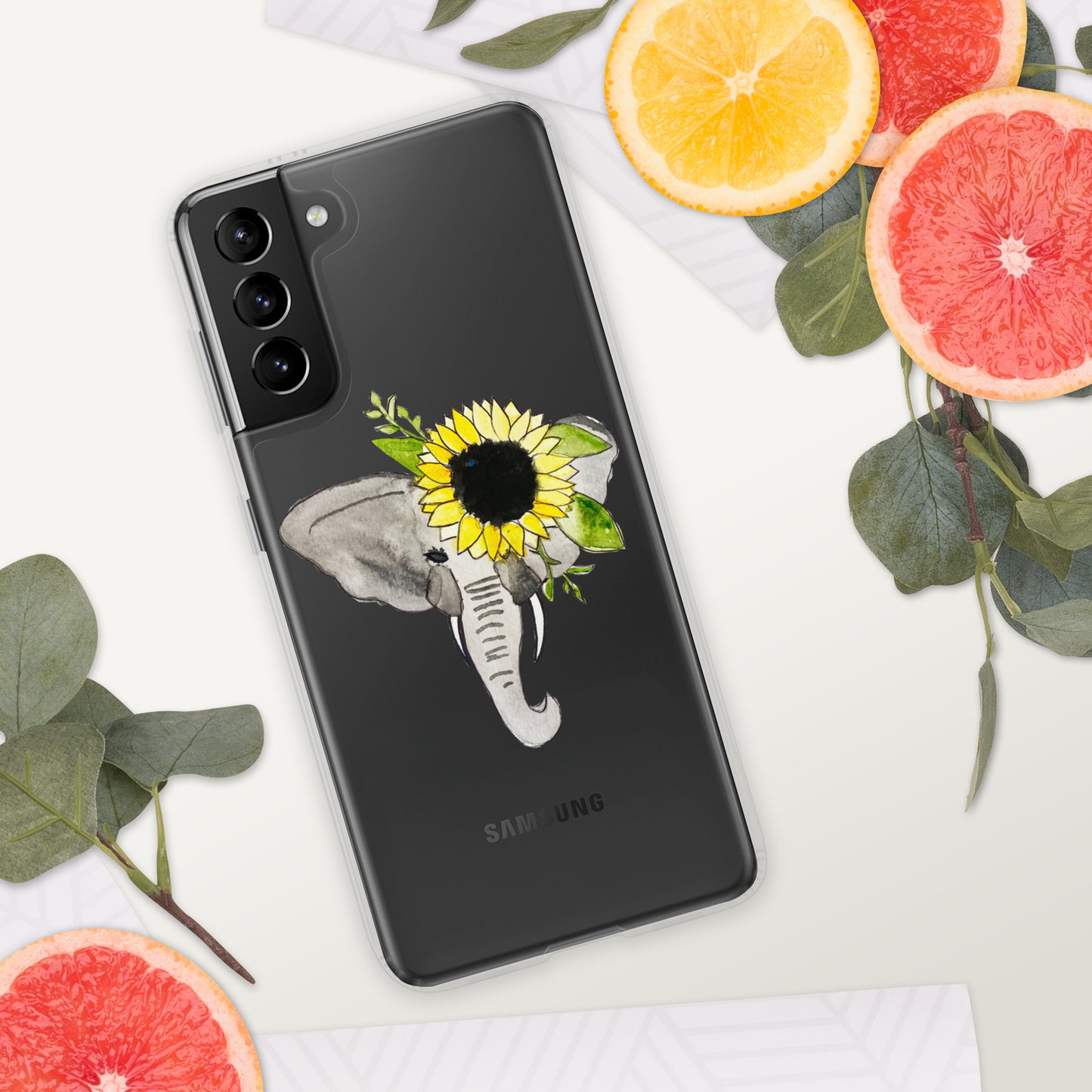 Elephant Sunflower Clear Case for Samsung®
