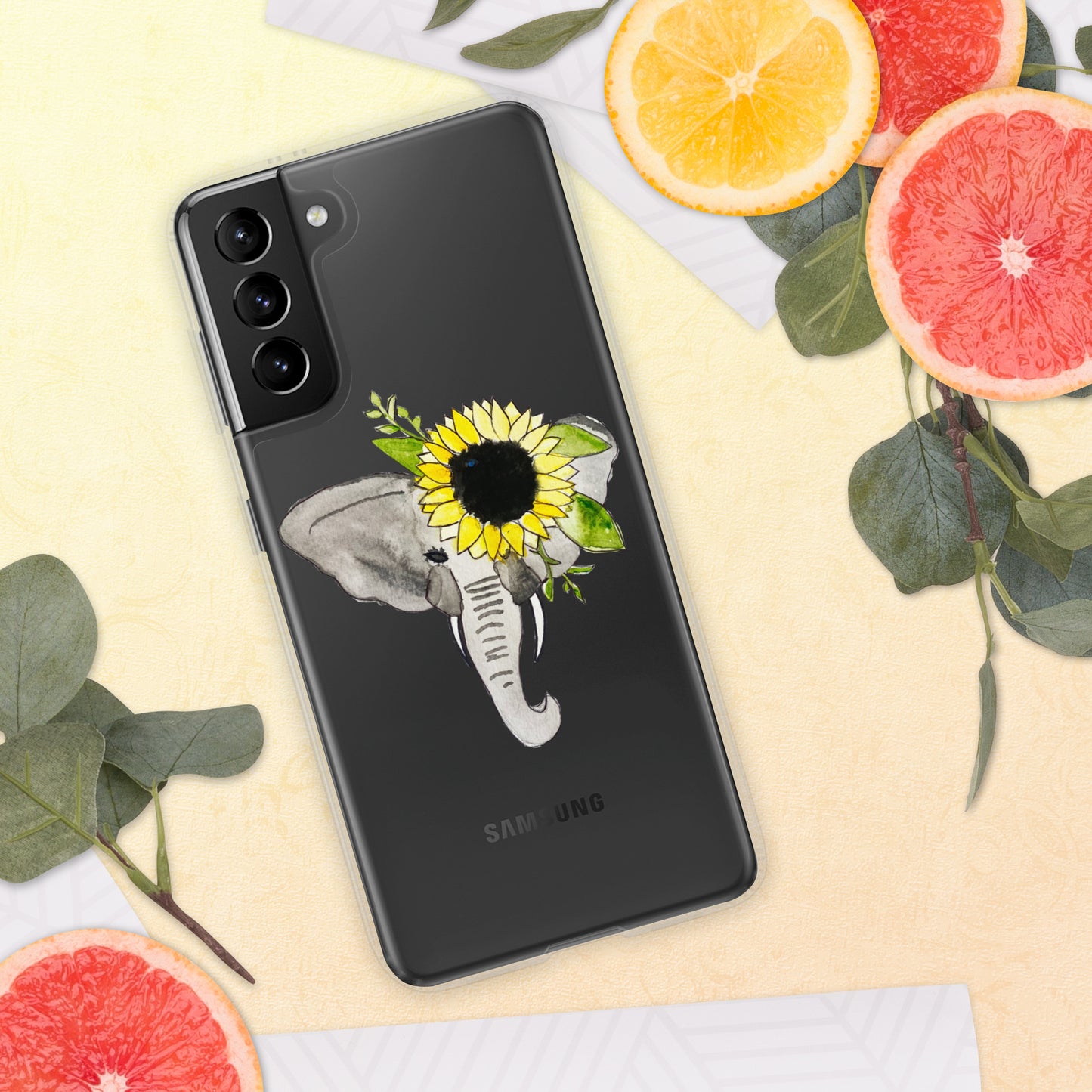 Elephant Sunflower Clear Case for Samsung®