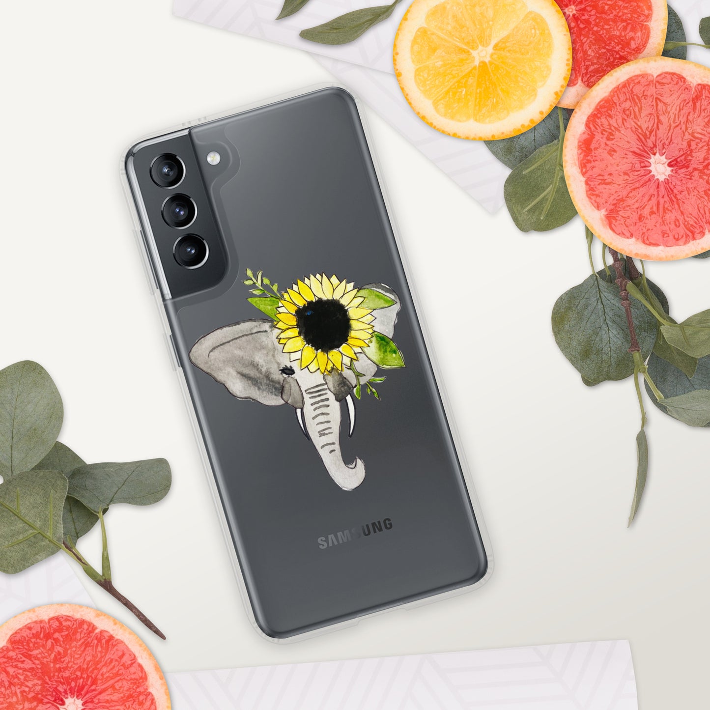 Elephant Sunflower Clear Case for Samsung®