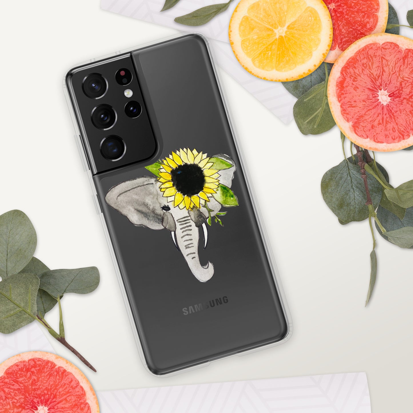 Elephant Sunflower Clear Case for Samsung®