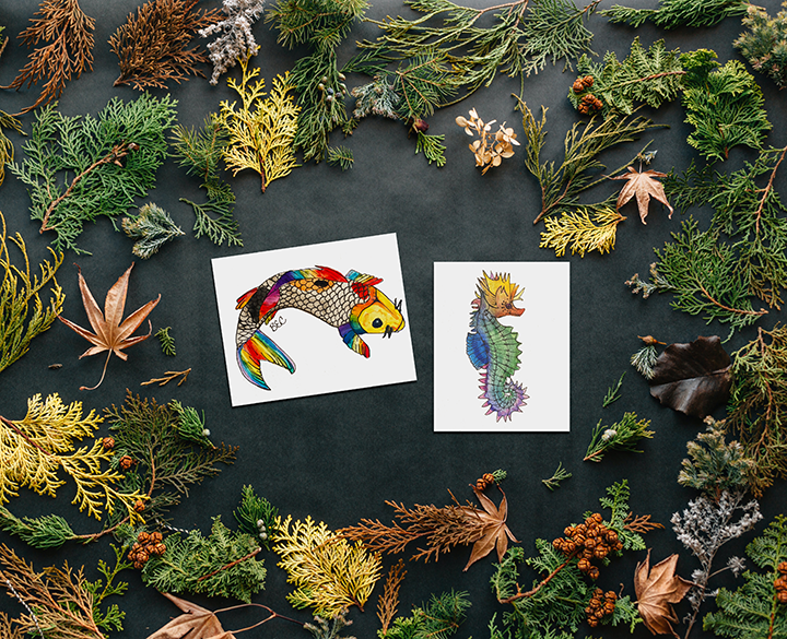 Rainbow Seahorse Print