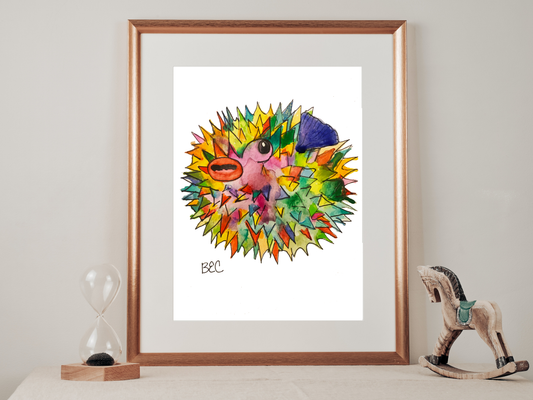 Rainbow Pufferfish Print