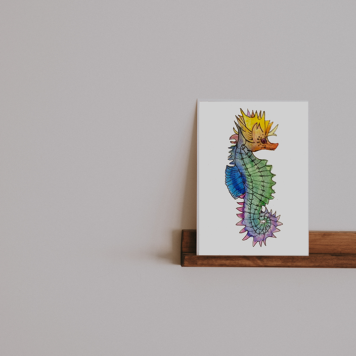 Rainbow Seahorse Print